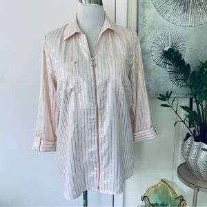 NWT Anne Klein rayon stripe blouse size L
